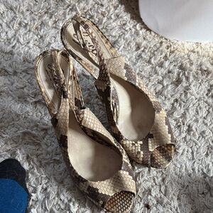 Gucci Brown and Cream Snakeskin Heels